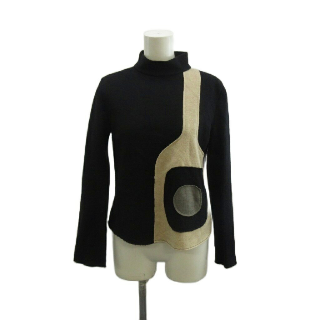 樂天商城 - 【中古】ホコモモラ デ シビラ Jocomomola de Sybilla ニット セーター ウール 40 黒 ブラック 長袖 ハイネック パッチワークデザイン /KK ■ECA003 レディース 【ベクトル 古着】 260409