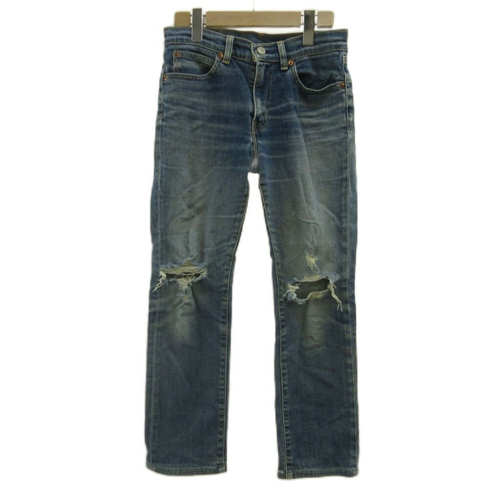 【中古】リーバイス Levi's デニム ジーンズ 29 インディゴ ブルー ダメージ加工 ウォッシュ加工 フルレングス /PP ■ECA003 レディース 【ベクトル 古着】 260323