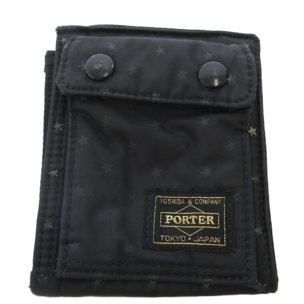 【中古】ポーター PORTER 財布 黒 ブラック 星柄 スナップボタン /SX ■GY53 メンズ 【ベクトル 古着】 260417
