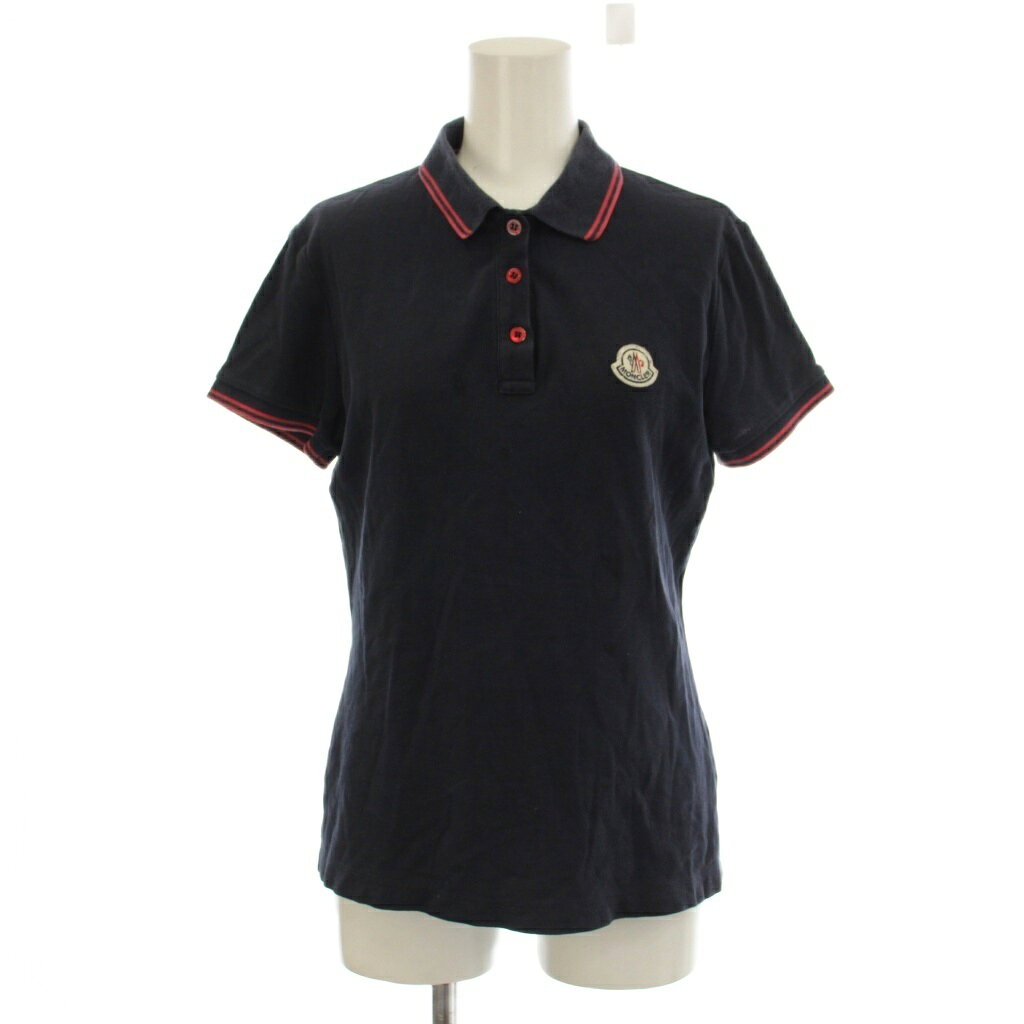 【中古】モンクレール MONCLER ポロシャツ M 紺 ネイビー ポロカラー 半袖 ロゴワッペン /LP ■GY53 レディース 【ベクトル 古着】 260414