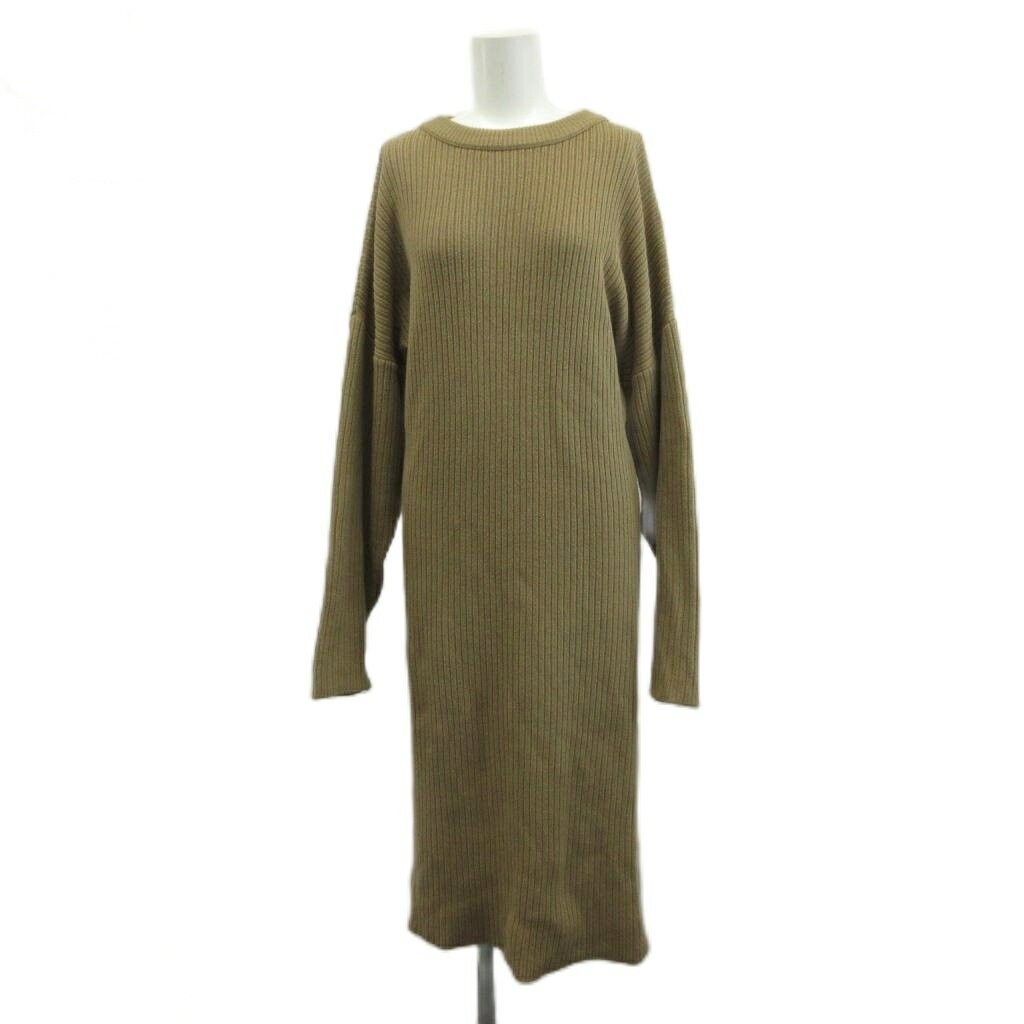 【中古】ミラオーウェン Mila Owen ワンピース ニット 0 ベージュ リブ ラウンドネック 長袖 ドロップショルダー ひざ丈 /PP ■ECB002 レディース 【ベクトル 古着】 260325 auc-vector-20822510 ブランド古着の買取販売ベクトル パッケージ画像