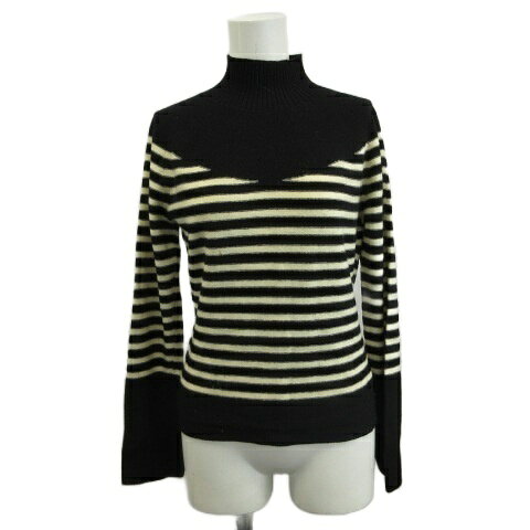 【中古】ソニアリキエル SONIA RYKIEL ニット セーター ウール 長袖 ハイネック ボーダー 38 黒 ブラック 白 ホワイト /XZ ■GY49 レディース 【ベクトル 古着】 260331