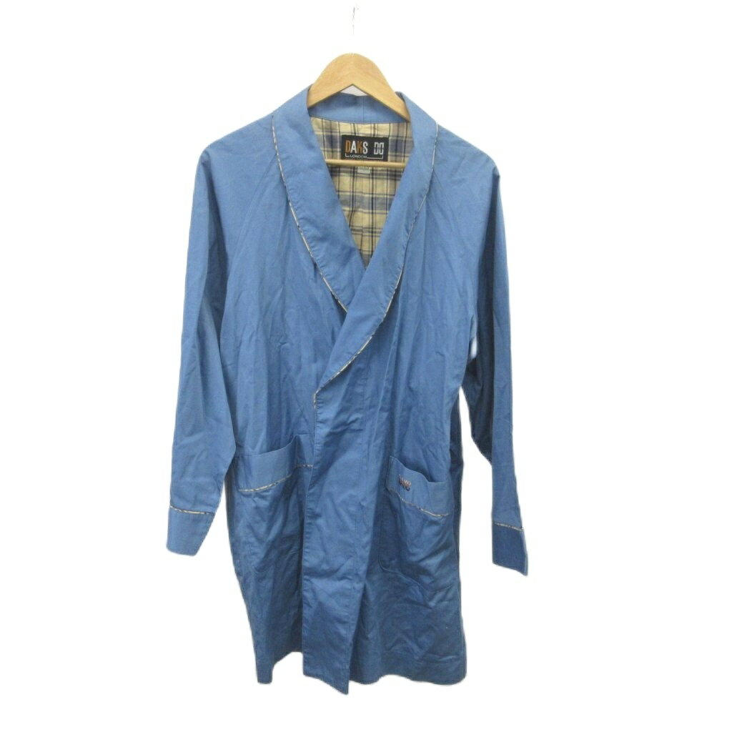 【中古】ダックス DAKS ガウン パジャマ ルームウェア L 青 ブルー 長袖 チェック柄裏地 /YU ■GY99 メンズ 【ベクトル 古着】 260331