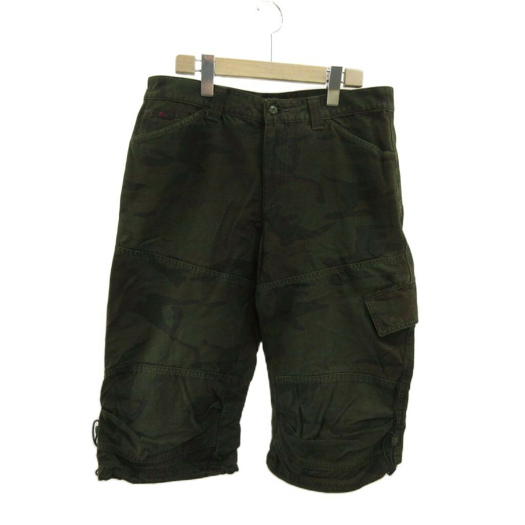 【中古】エドウィン EDWIN ハーフカーゴパンツ ショートパンツ 迷彩柄 カモフラ L カーキ /XZ ■GY99 メンズ 【ベクトル 古着】 260328