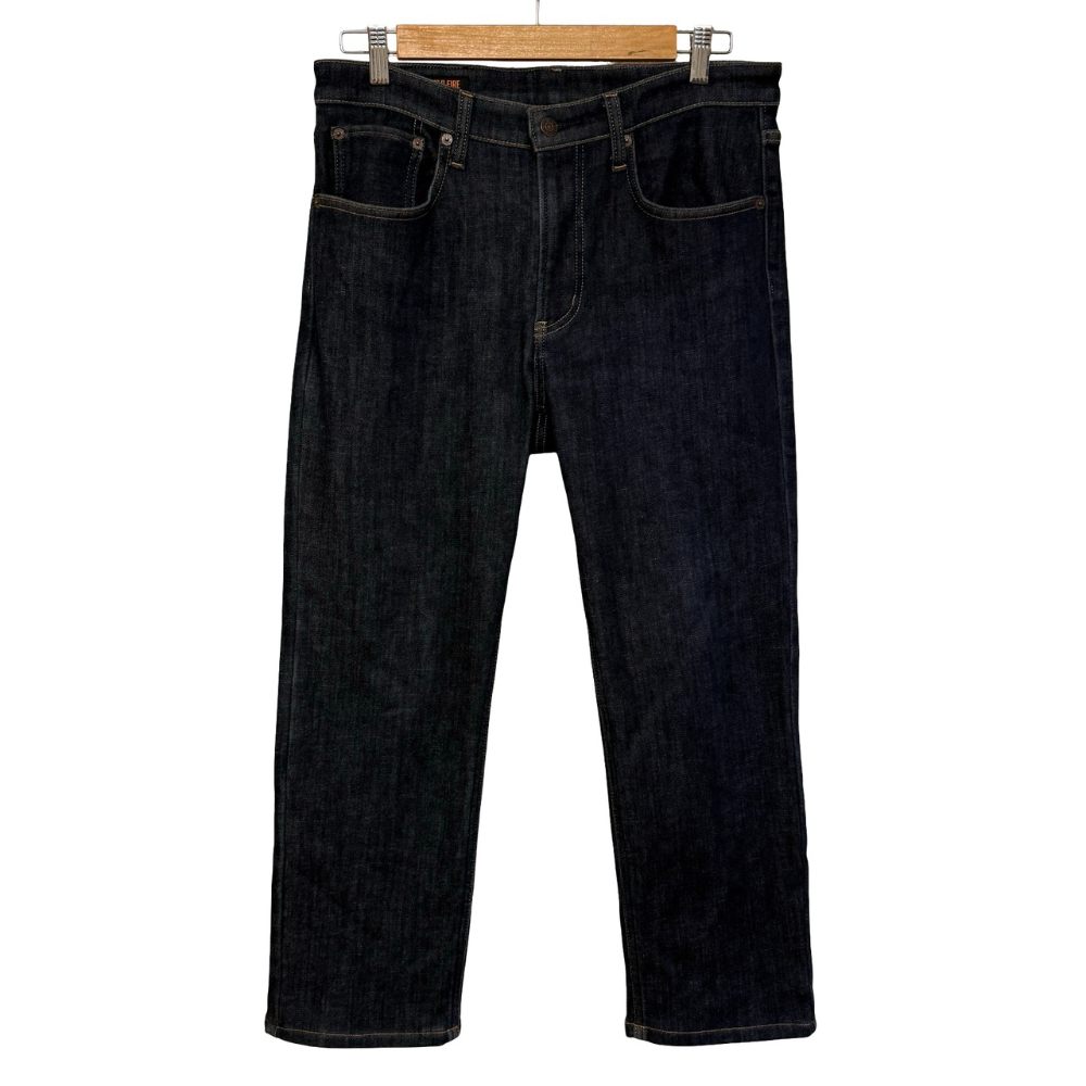 【中古】エドウィン EDWIN ワイルドファイア デニムパンツ 暖パン 裏フリース ストレッチ 32 濃紺 藍 インディゴ /MZ ■GY99 メンズ 【ベクトル 古着】 260412