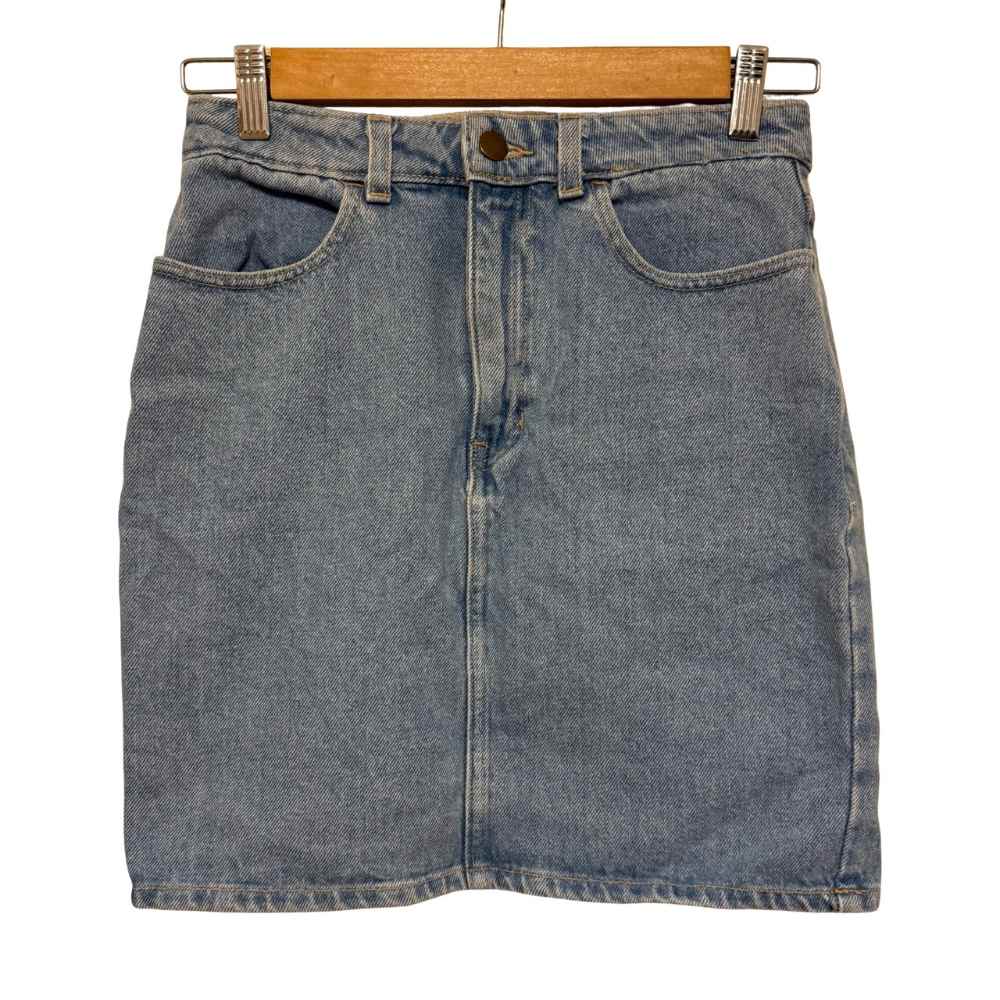 【中古】アメリカンアパレル American Apparel デニムミニスカート コットン Sサイズ 薄青 ライトブルー RSADM302 /MZ ■GY99 レディース 【ベクトル 古着】 260407