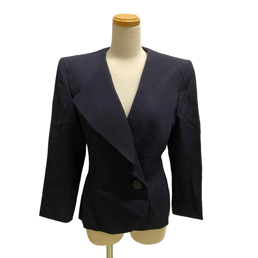 美品‼︎ ◆YSL◆ ノーカラージャケット/NAVY/イヴ・サンローラン/Ｌ 楽天市場】イヴサンローラン（コート・ジャケット｜レディース