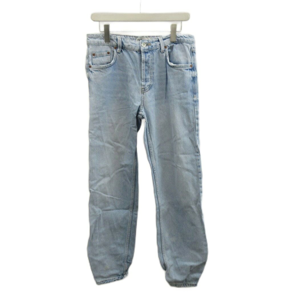 [중고]자라 ZARA 데님 팬츠 청바지 버기 피트 옷자락 데미지 가공 38 파랑 블루 /XZ ■ECB002 레이디스 [벡터 헌옷] 260331
