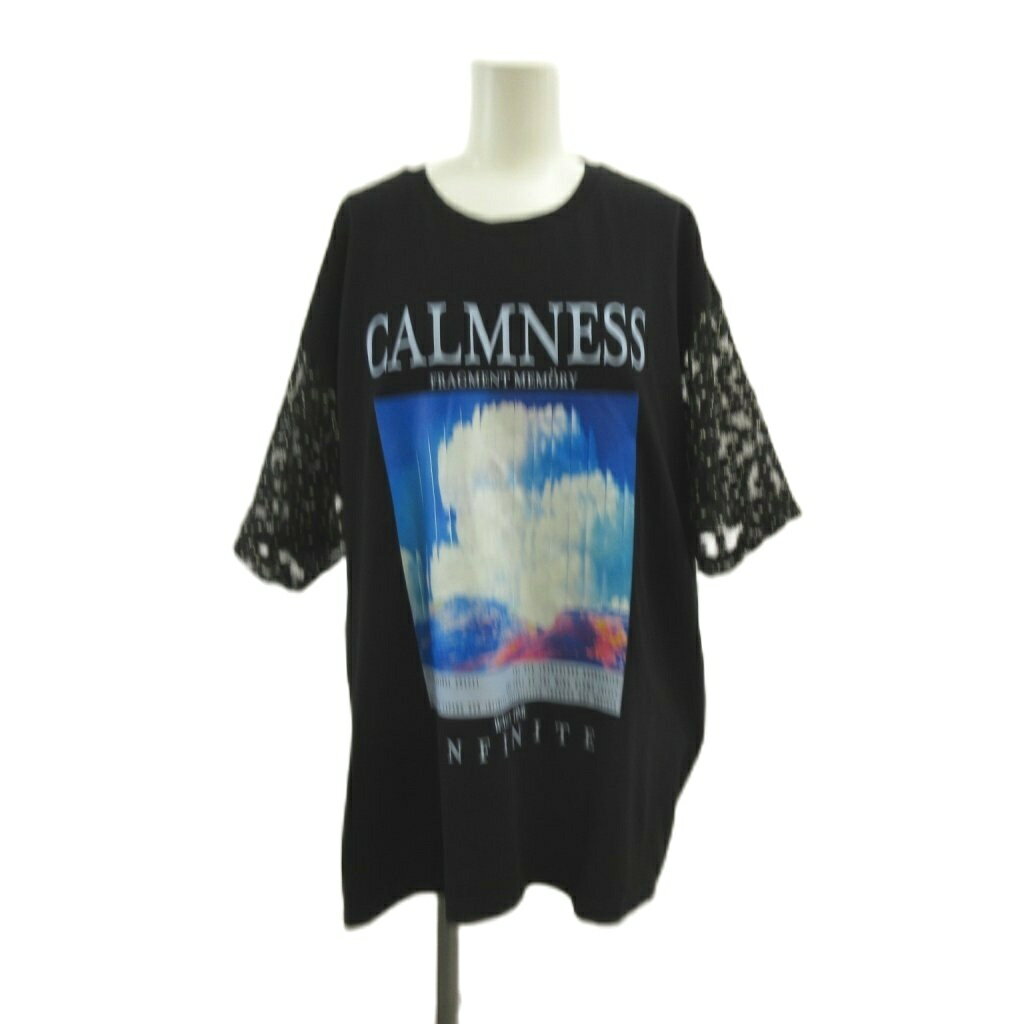 樂天商城 - 【中古】ローズバッド ROSE BUD Tシャツ F 黒 ブラック 半袖 グラフィックプリント レース袖/YU ■ECB002 レディース 【ベクトル 古着】 260402