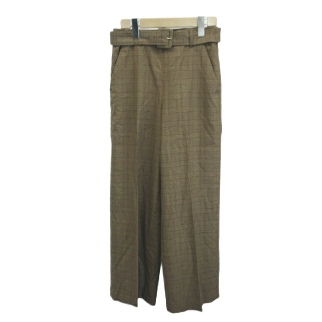 【中古】ミラオーウェン Mila Owen パンツ 0 茶 ブラウン チェック柄 ベルト付き 長ズボン /NP ■GY99 レディース 【ベクトル 古着】 260330 auc-vector-20830812 ブランド古着の買取販売ベクトル パッケージ画像
