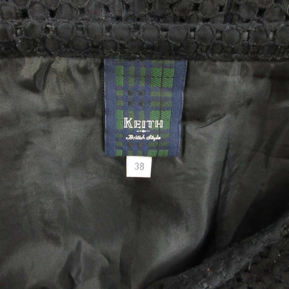 【中古】キース KEITH フレアスカート ミディ丈 パンチング 38 黒 ブラック /XZ ■GY99 レディース 【ベクトル 古着】 260329