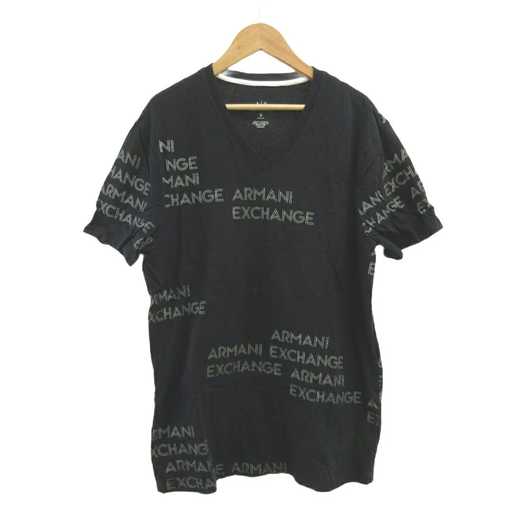 【中古】アルマーニエクスチェンジ A/X ARMANI EXCHANGE Tシャツ S 黒 ブラック ロゴプリント Vネック 半袖 /NP ■GY99 メンズ 【ベクトル 古着】 260331