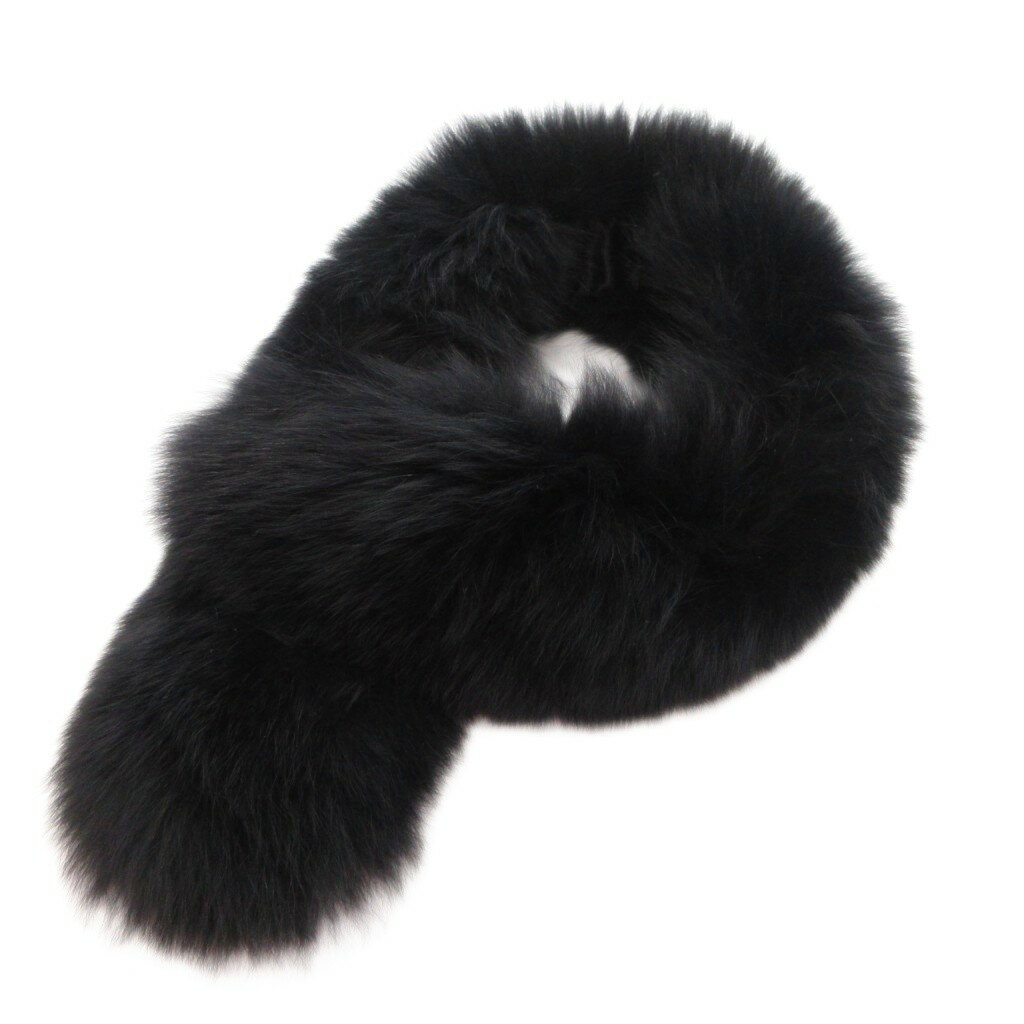【中古】ムーンバット MOONBAT ファー リアルファー ティペット マフラー 黒 ブラック 無地 /SX ■GY99 レディース 【ベクトル 古着】 260402