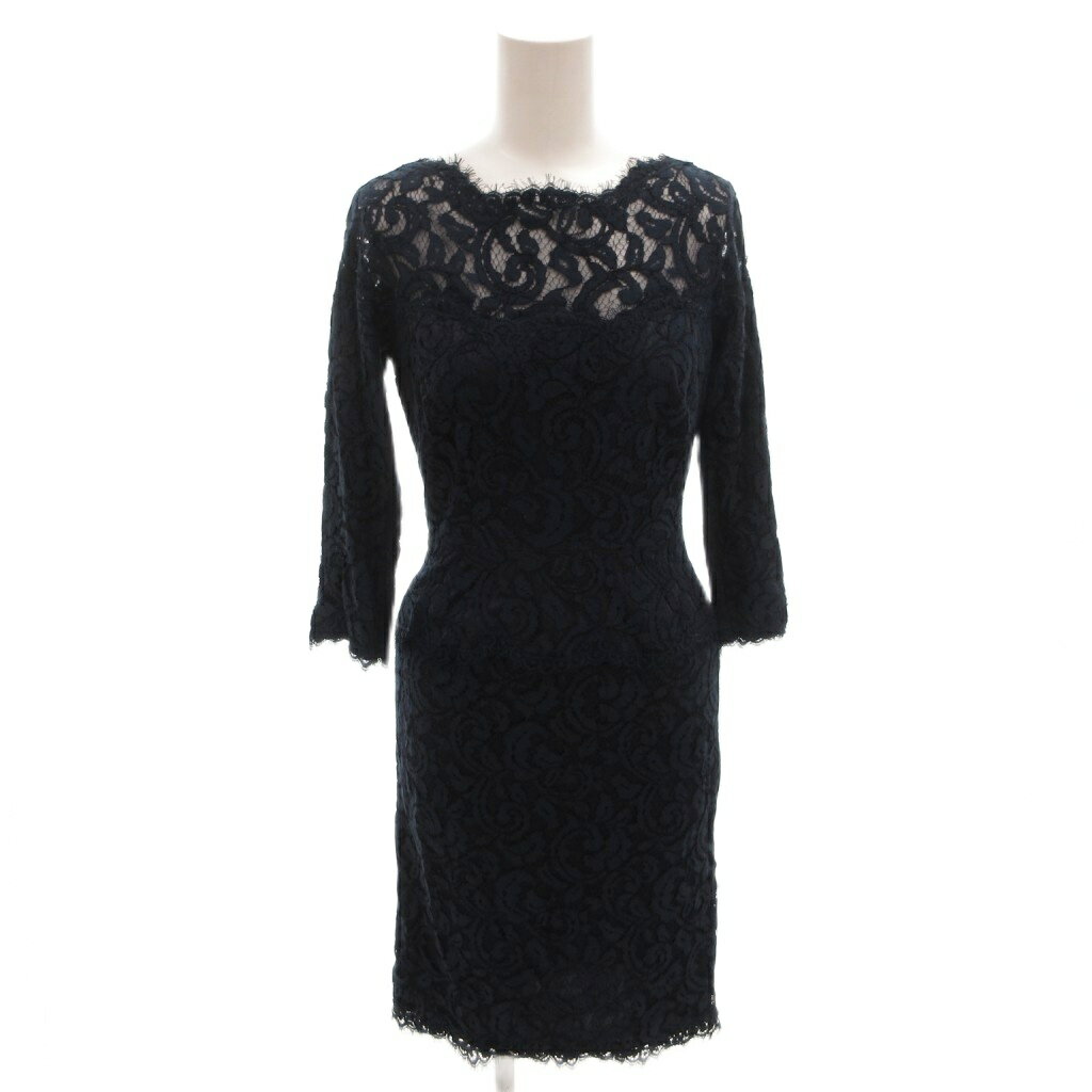【中古】タダシショージ TADASHI SHOJI ワンピース ドレス 総レース 七分袖 ひざ丈 4P 紺 ネイビー /FF ■GY62 レディース 【ベクトル 古着】 260405
