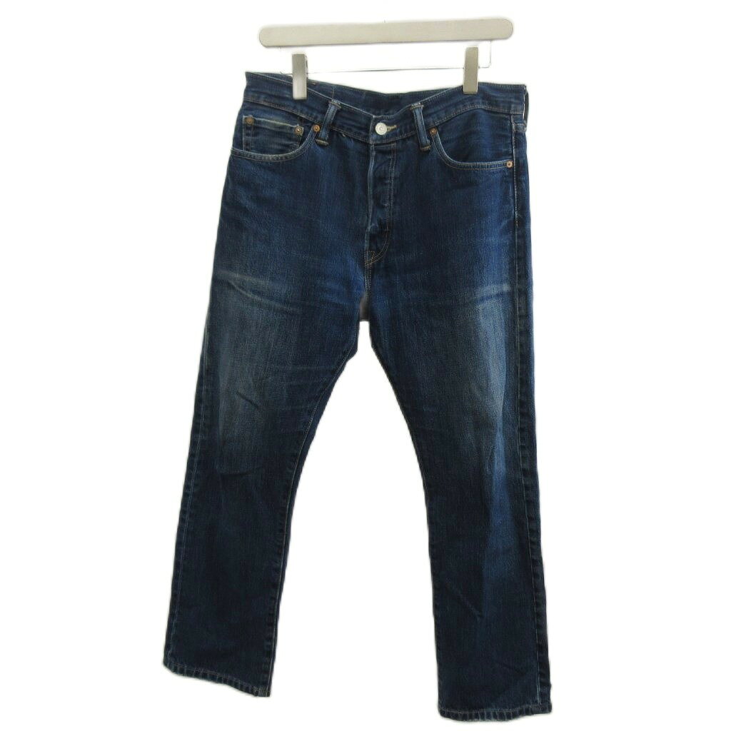 [중고] 리바이스 Levi's 데님 팬츠 청바지 레귤러 스트레이트 옷자락 데미지 가공 W33 L34 인디고 /XZ ■GY99 맨즈 [벡터 헌옷] 260406