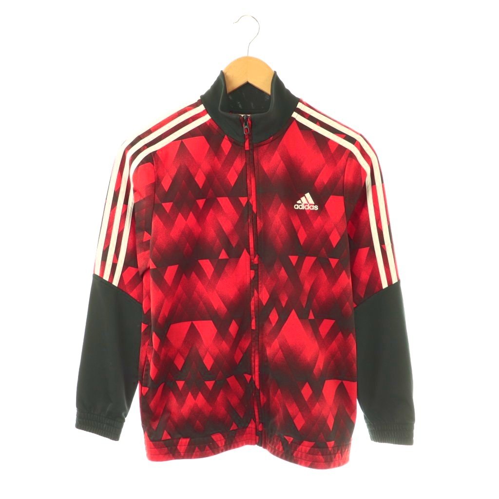 【中古】アディダス adidas トラックジャケット ジャージ 160 赤 レッド 黒 ブラック /SS ■OS ■ECD003 メンズ 【ベクトル 古着】 260406