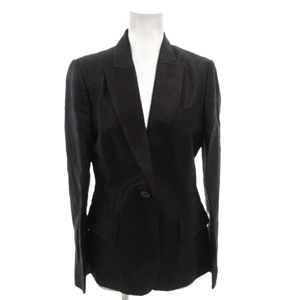 樂天商城 - 【中古】ステラマッカートニー STELLA McCARTNEY テーラードジャケット ブレザー ビジネス ゴールドカラーチェーン リネン 麻 シルク混 38 黒 ブラック /FF ■GY62 レディース 【ベクトル 古着】 260411