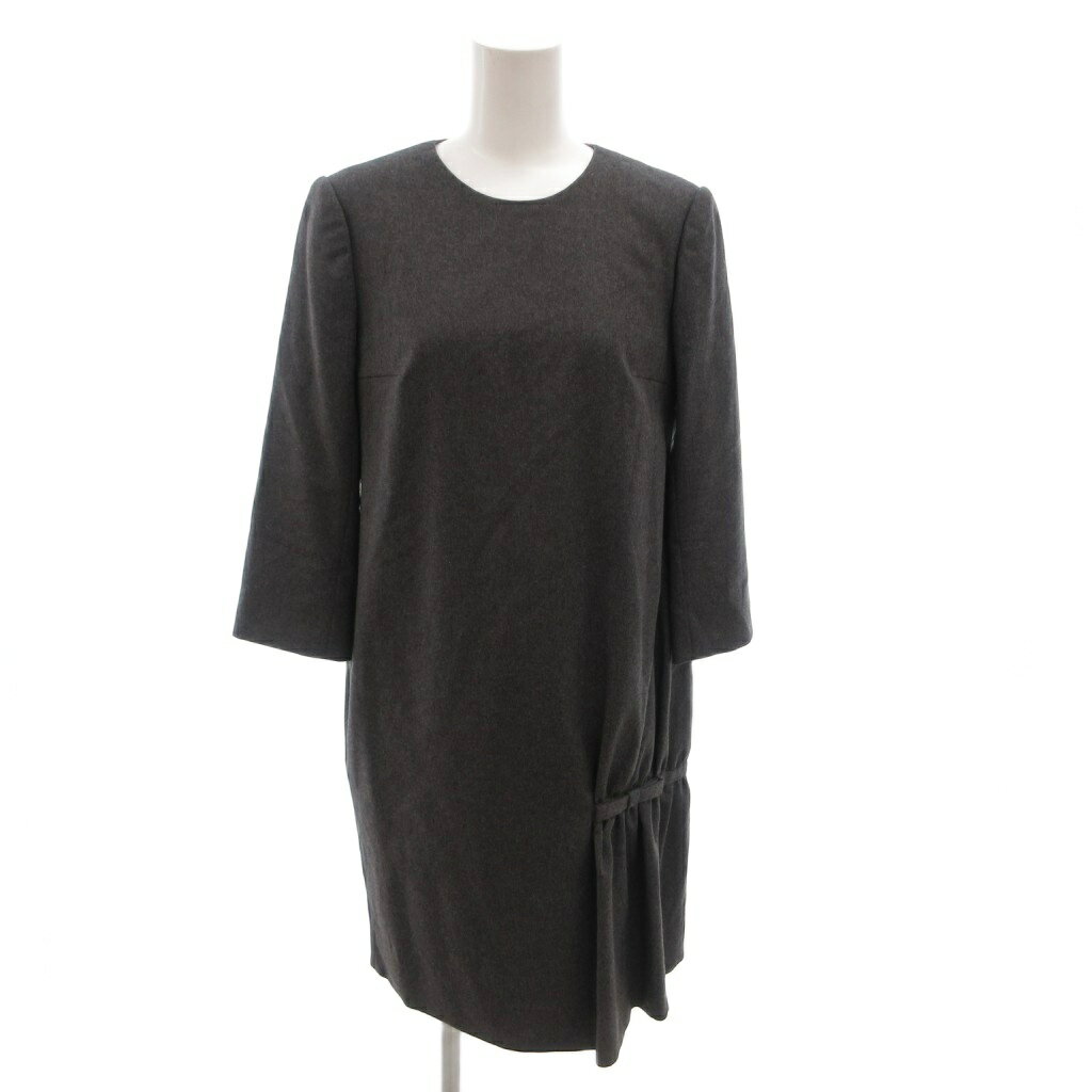 【中古】デイジーリンフォクシー DAISY LIN For FOXEY ワンピース ラウンドネック ウール カシミヤ混 七分袖 ひざ丈 38 グレー /FF ■GY62 レディース 【ベクトル 古着】 260411