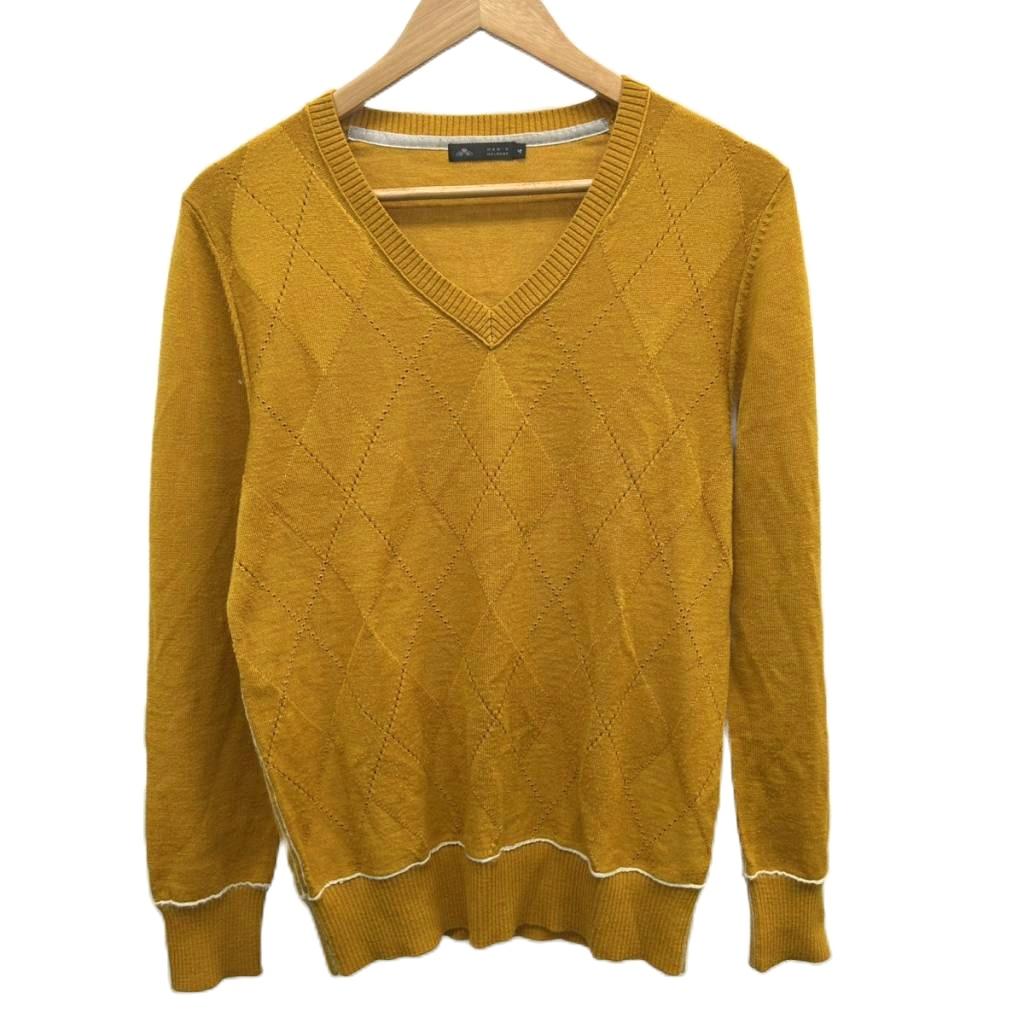 Other - 【中古】メンズメルローズ MEN'S MELROSE ニット セーター ウール LL 黄 イエロー Vネック 長袖 ひし形柄 /NP ■ECA004 メンズ 【ベクトル 古着】 260410