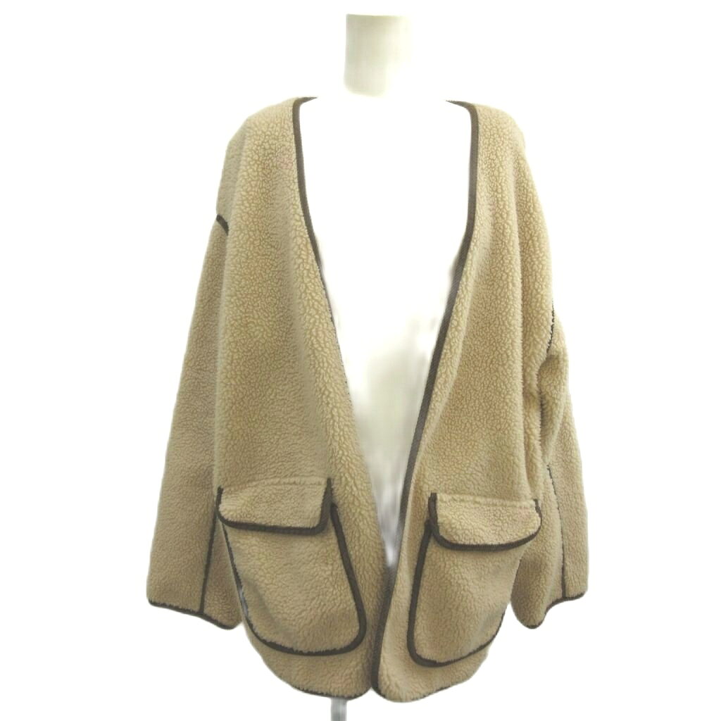 【中古】スタディオクリップ Studio Clip ボアジャケット 上着 F ベージュ ノーカラー 長袖 パイピング /NP ■ECA004 レディース 【ベクトル 古着】 260413