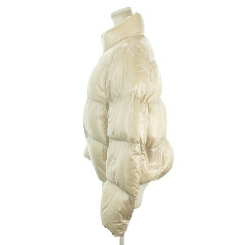 【中古】ユニクロ UNIQLO ULTRA LIGHT DOWN ダウンジャケット ポーチ付き M ライトベージュ スタンドカラー 長袖 /AH28 ■ECA004 レディース 【ベクトル 古着】 260416