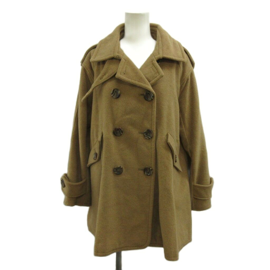 Rakuten - 【中古】ショコラフィネローブ chocol raffine robe ピーコート Pコート アウター 茶 ブラウン 長袖 ダブルブレスト ラグランスリーブ ミディ丈 /PP レディース 【ベクトル 古着】 260423