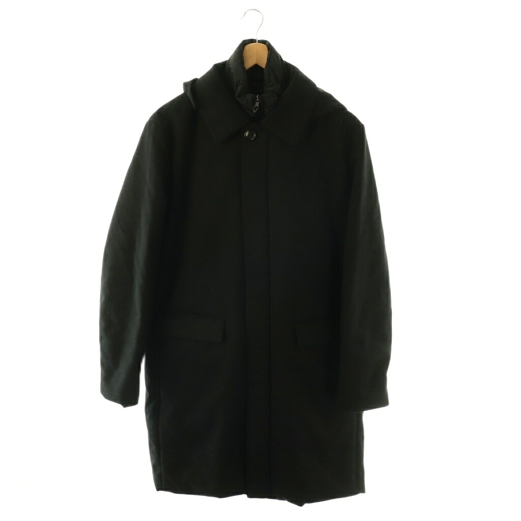 【中古】タケオキクチ TAKEO KIKUCHI ステンカラーダウンコート ウール M ブラック フード付き 比翼仕立て /OK ■OS ■ECC004 メンズ 【ベクトル 古着】 260423