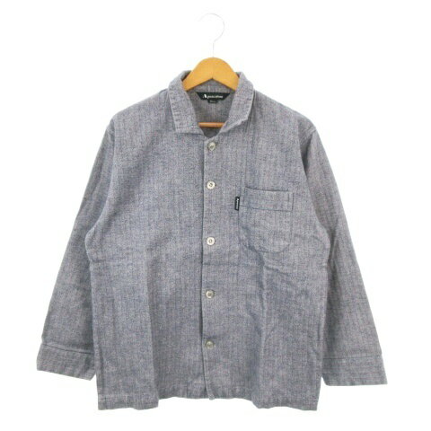 【中古】アクアスキュータム AQUASCUTUM パジャマ シャツ M 紺 ネイビー 長袖 ストライプ柄 ヘリンボーン /MN7 ■ECC004 メンズ 【ベクトル 古着】 260428
