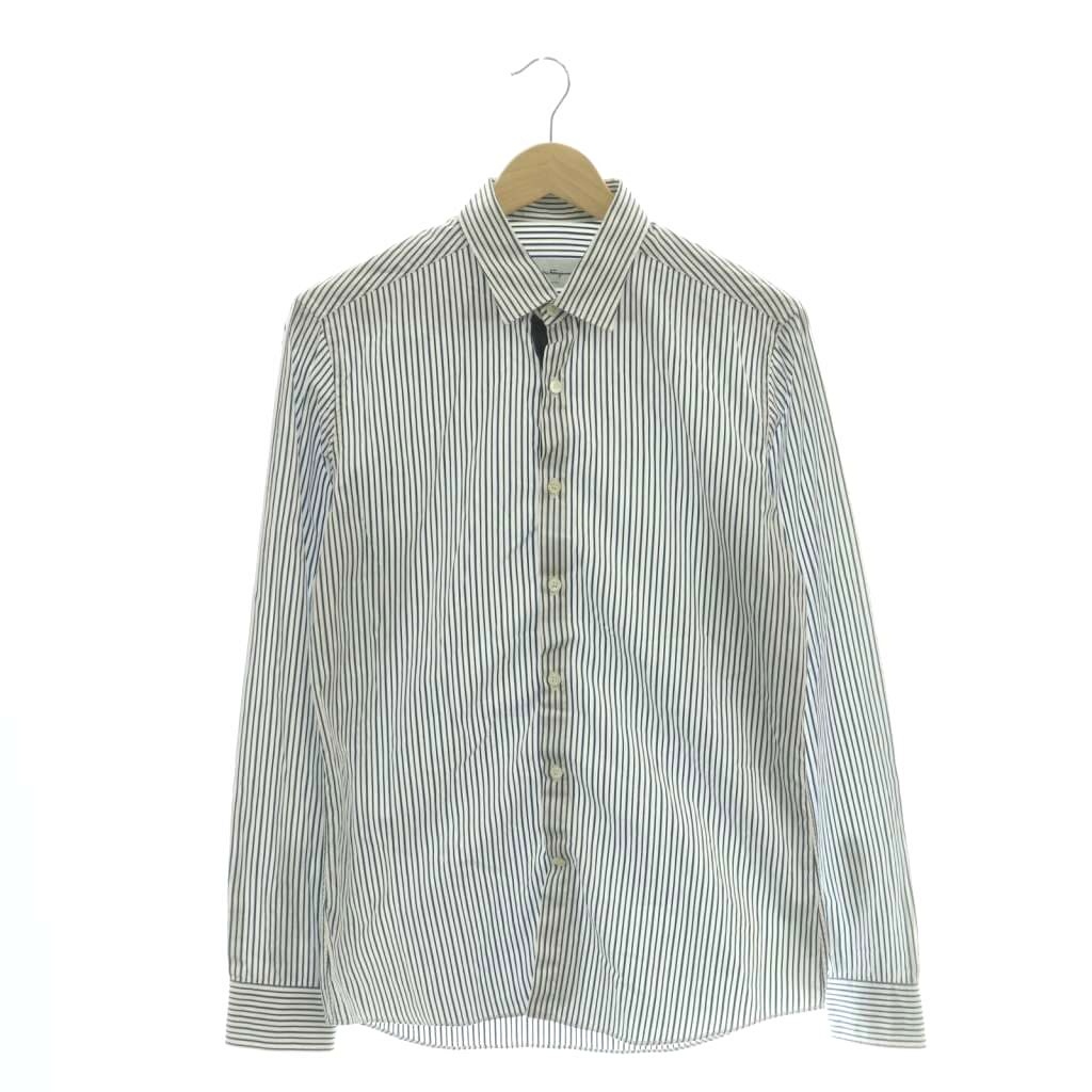 【中古】サルヴァトーレフェラガモ Salvatore Ferragamo シャツ 長袖 ストライプ ...