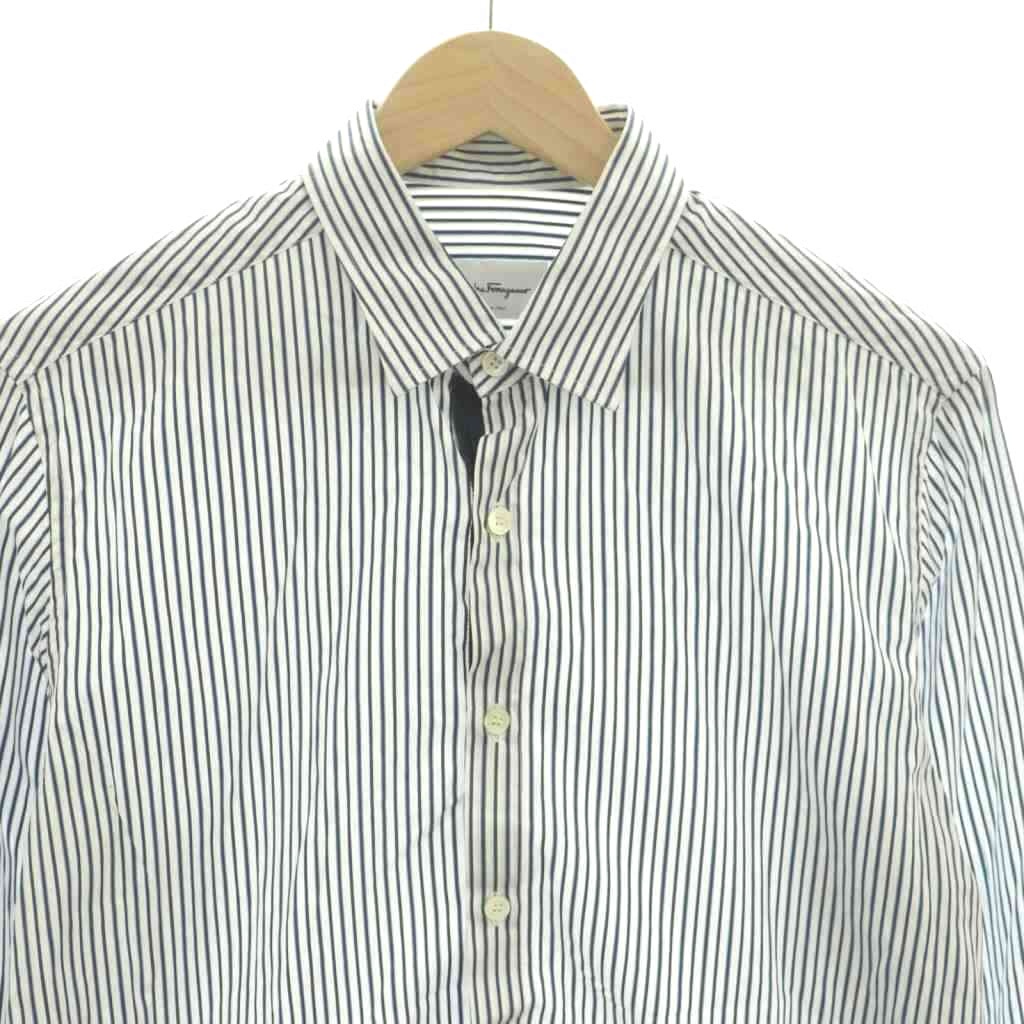 【中古】サルヴァトーレフェラガモ Salvatore Ferragamo シャツ 長袖 ストライプ ...