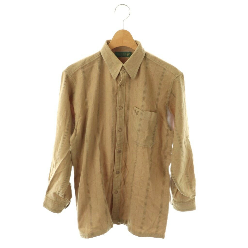 【中古】ライルアンドスコット Lyle Scott CLUB L/S ストライプ シャツ 長袖 M ベージュ /HS ■ECC004 メンズ 【ベクトル 古着】 260501