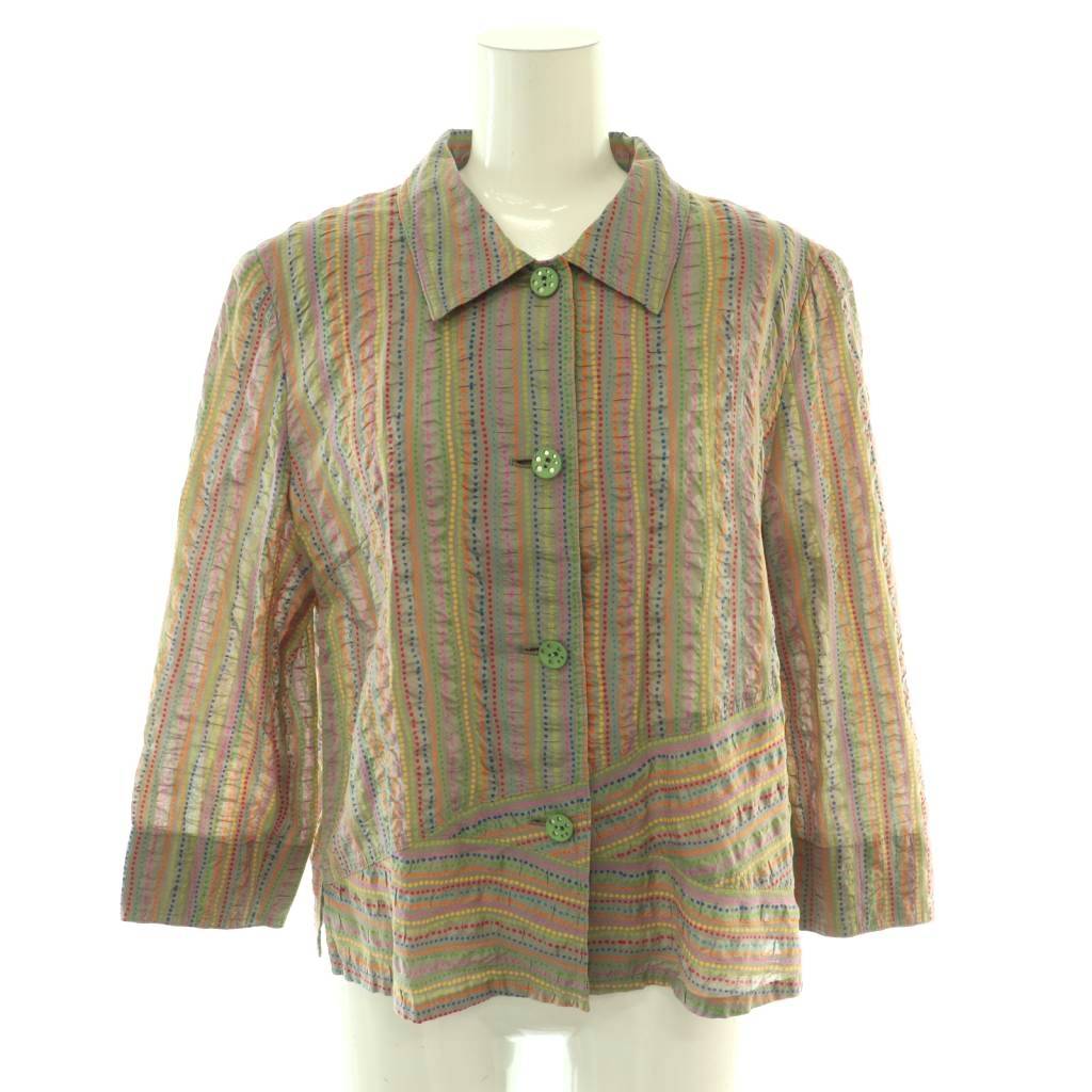 【中古】ハーディエイミス ブティック HARDY AMIES BOUTIQUE シャツ ブラウス 長袖 コットン 11 グレー マルチカラー /NR ■ECC004 レデ..