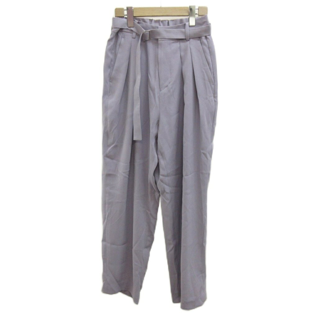 【中古】タケオキクチ TAKEO KIKUCHI パンツ スラックス F 紫 パープル 共布ベルト付き タック入り 無地 /PP レディース 【ベクトル 古着】 260507