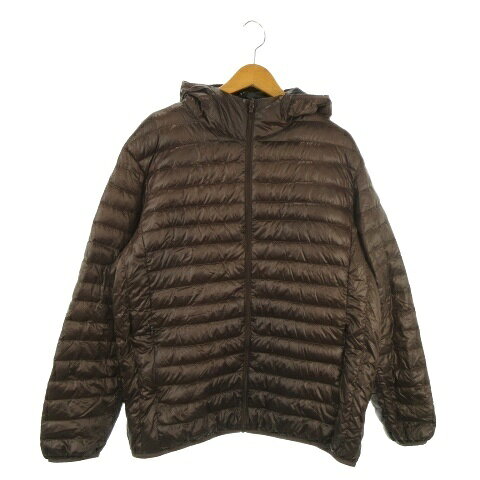 【中古】ユニクロ UNIQLO ダウンジャケット 上着 L 茶 ブラウン フード付き 長袖 キルティング 311-409330 /MN37 ■ECD004 メンズ 【ベクトル 古着】 260508