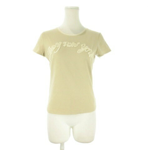 Rakuten - 【中古】フォクシーニューヨーク FOXEY NEW YORK Tシャツ 40 ベージュ 半袖 ラウンドネック ロゴリボン刺繍 /CK43 ■ECD004 レディース 【ベクトル 古着】 260508