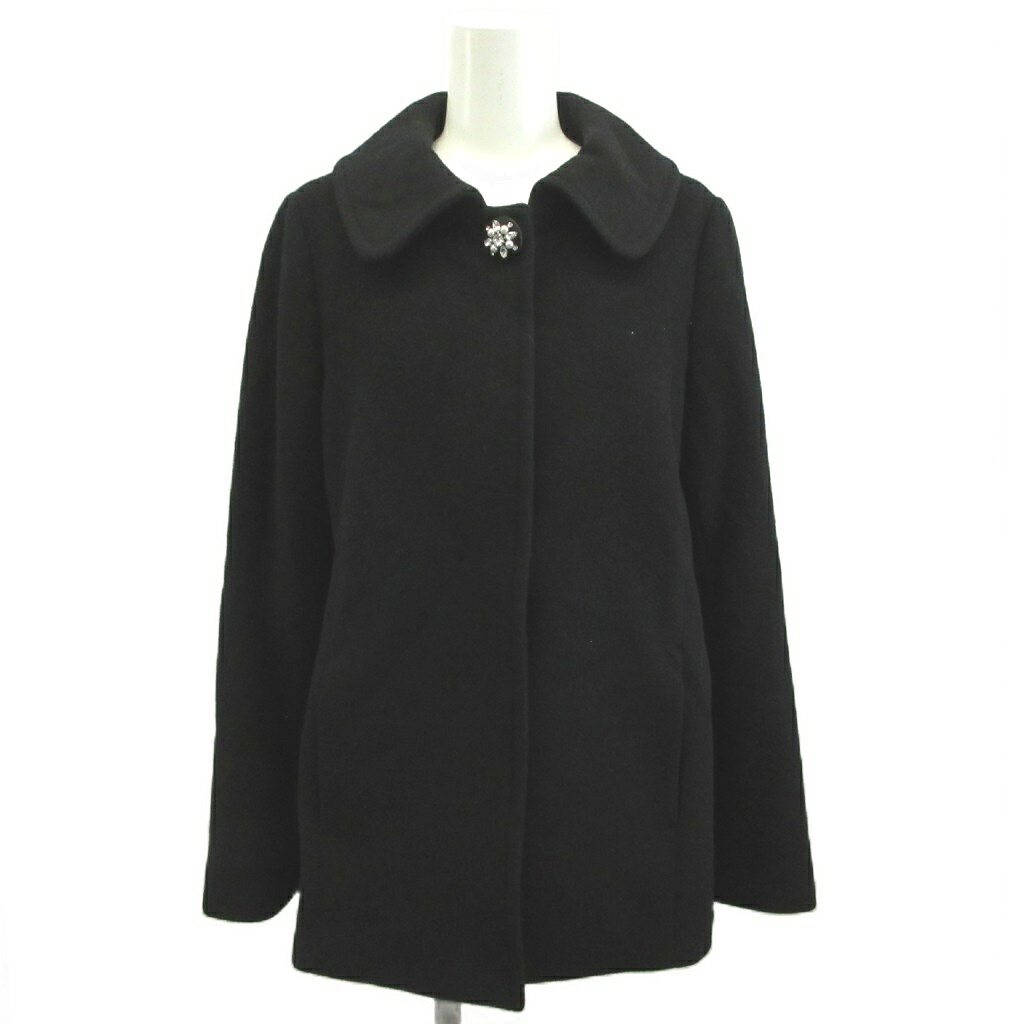 乐天商城 - 【中古】ランバン LANVIN コート ウール S 黒 ブラック ラウンドカラー 長袖 ブローチ付き /NP ■ECD004 レディース 【ベクトル 古着】 260508