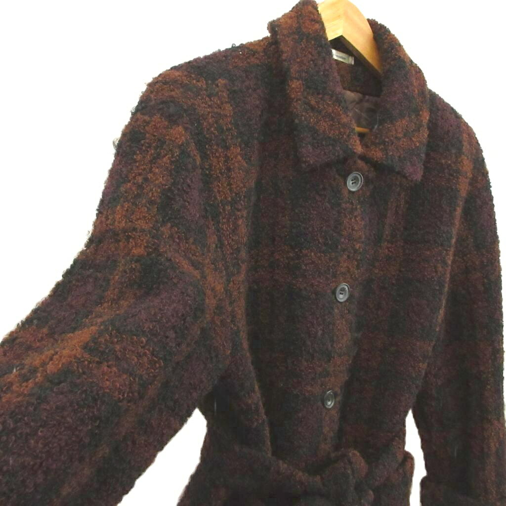 ブランド古着の買取販売ベクトルの【中古】アクアスキュータム AQUASCUTUM コート ウール M 茶 ブラウン チェック柄 長袖 ベルト付き /NP ■ECD004 レディース 【ベクトル 古着】 260511｜アングル3