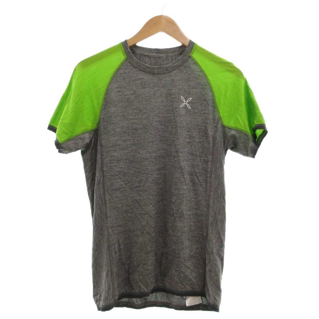モンチュラ MONURA Tシャツ ウール 黄緑 グレー 半袖 ラウンドネック ラグランスリーブ /SX ■GY99 メンズ  260519