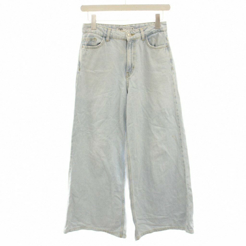 Long Pants - 【中古】ザラ ZARA デニムパンツ ジーンズ ワイド 2 水色 ライトブルー USED加工 /HN ■ECA005 レディース 【ベクトル 古着】 260513