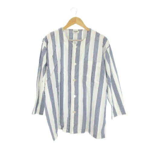 レノマ renoma pyjamas 部屋着 ルームウェア パジャマ M 青 ブルー 白 ホワイト ストライプ柄 ノーカラー 長袖 /CK13 ■ECA005 メンズ  260515