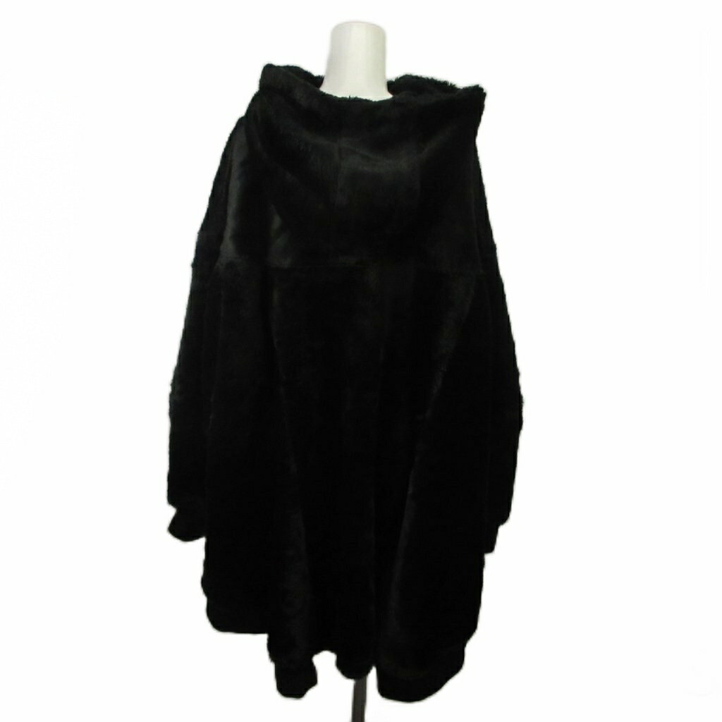 Coat - 【中古】ル フィル LE PHIL フーデッドポンチョ F 黒 ブラック フード付き ファー 長袖 /SH ■GY57 レディース 【ベクトル 古着】 260518
