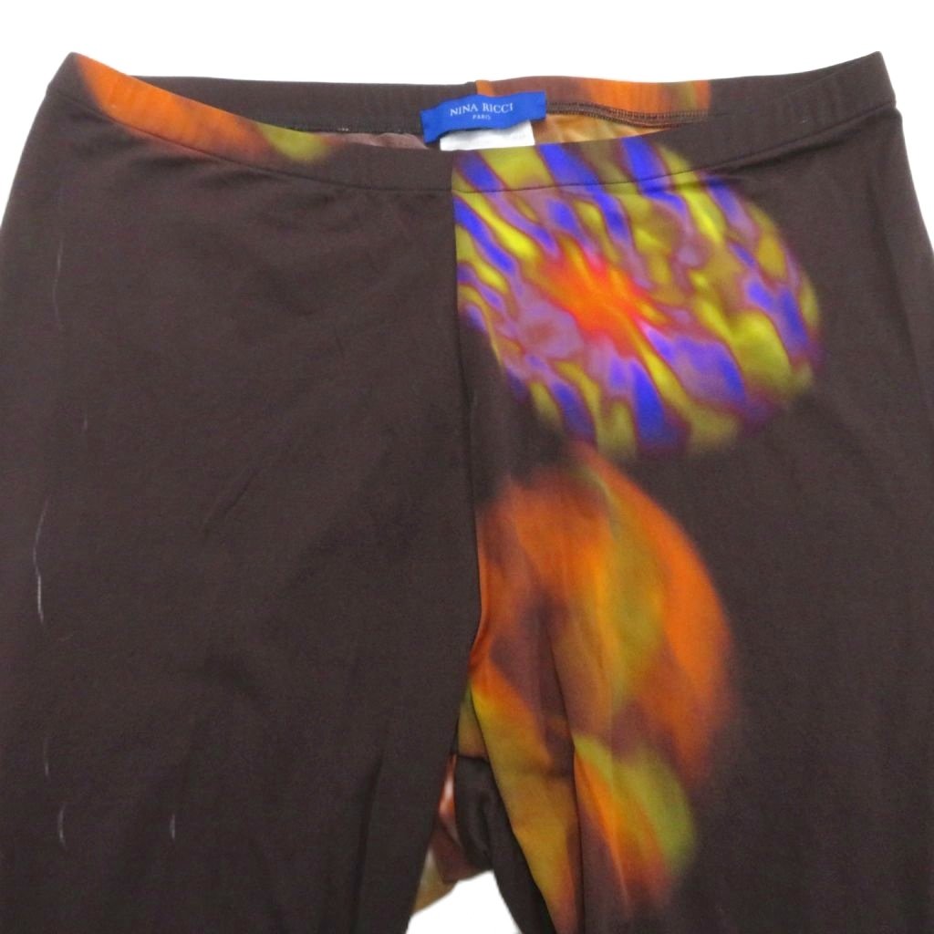 【中古】ニナリッチ NINA RICCI レギンス 茶 ブラウン 総柄 ロング丈 /YS12 ■GY57 ...