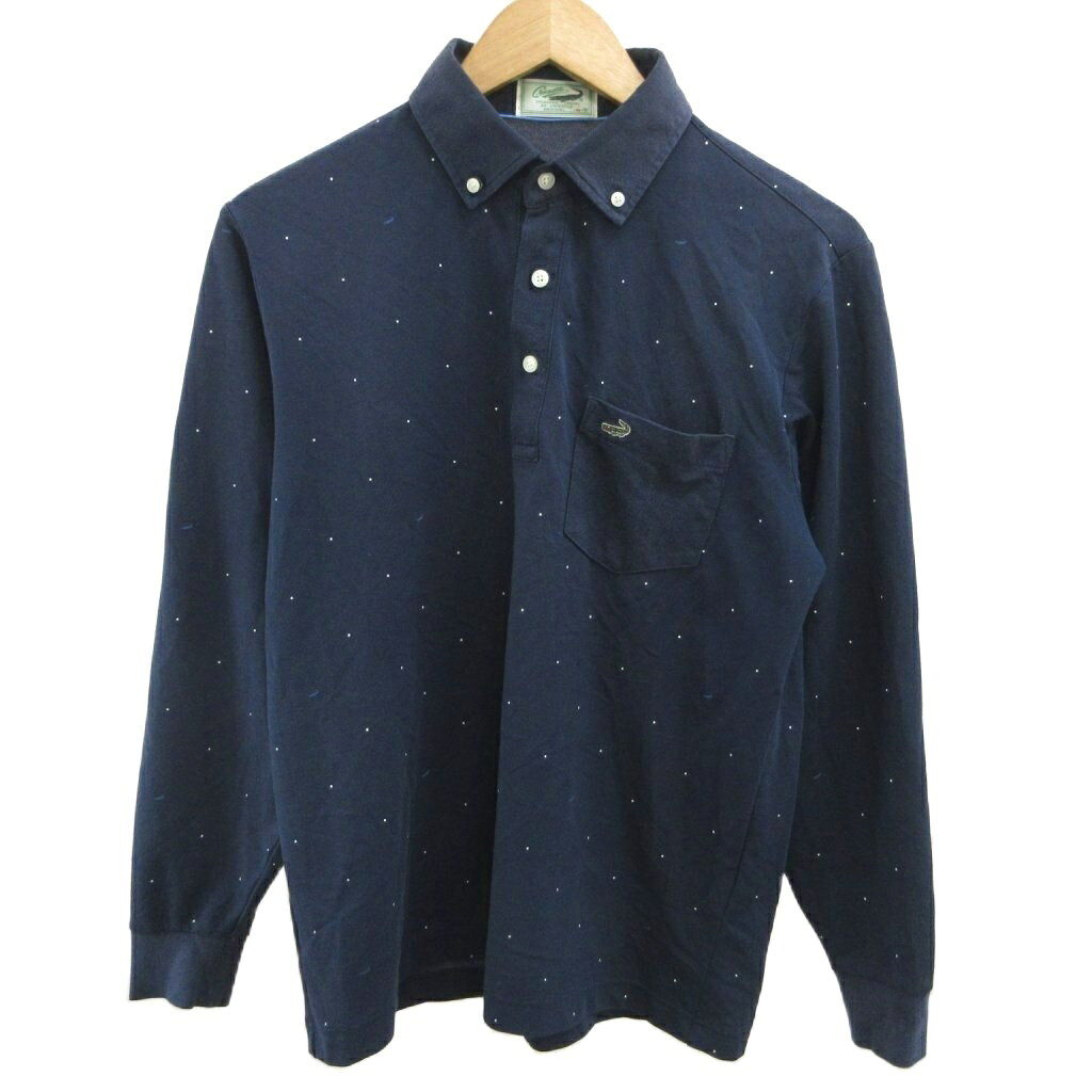 【中古】クロコダイル CROCODILE ポロシャツ M 紺 ネイビー 長袖 ドット柄 /RN ■ECA003 メンズ 【ベクトル 古着】 260518