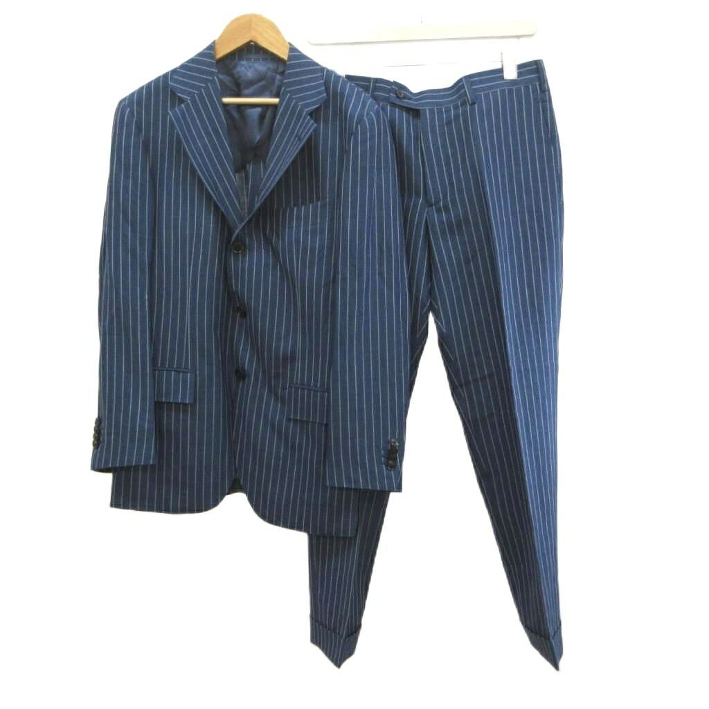 サルトリアルアウトフィット Sartorial Outfit スーツ 絹 シルク混 テーラードジャケット スラックス 46 青 ブルー ストライプ柄 長袖 /YU ■GY62 メンズ  260519