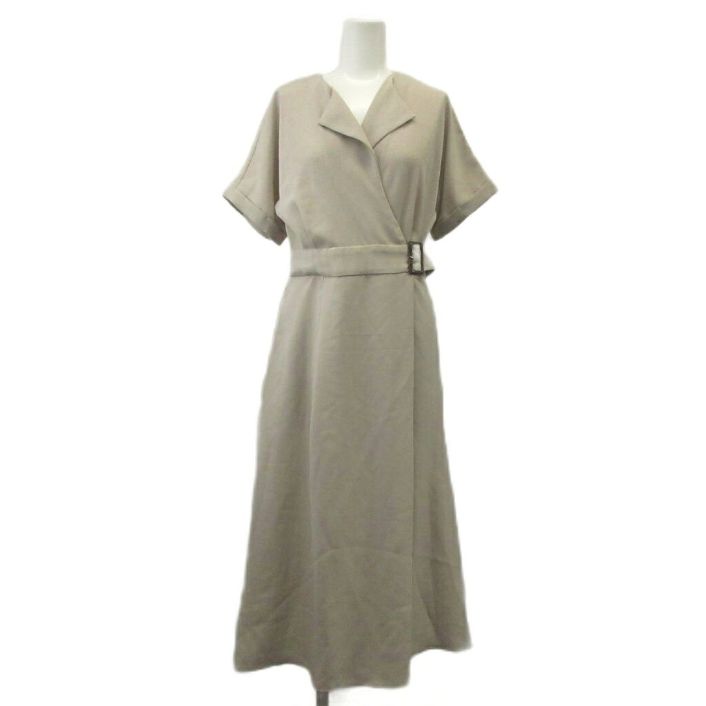 【中古】エニィスィス エニシス anySiS ワンピース 1 ライトベージュ Vネック 半袖 ベルト付き /NP ■ECC002 レディース 【ベクトル 古着】 260519