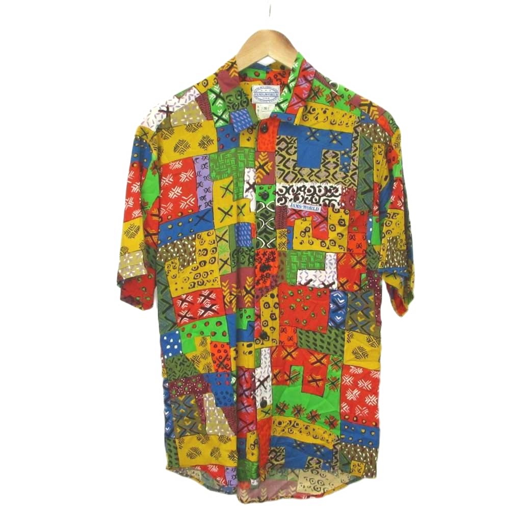 【中古】ジャムズワールド JAMS WORLD ヴィンテージ アロハシャツ S マルチカラー パッチワーク柄 半袖 レギュラーカラー レーヨン /NP ■GY70 メンズ 【ベクトル 古着】 260620