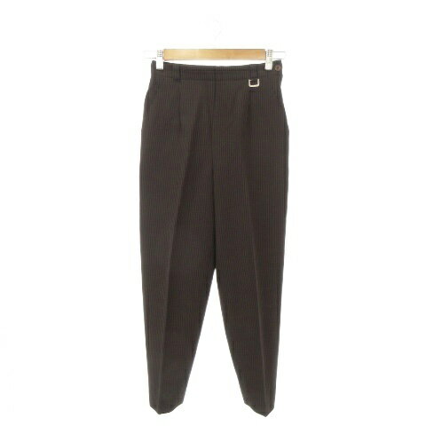 樂天商城 - 【中古】ランバン LANVIN Golf スラックス ゴルフ S 茶 ブラウン 紺 ネイビー ストライプ柄 ハイウエスト タック入り /AH34 ■ECC005 レディース 【ベクトル 古着】 260526
