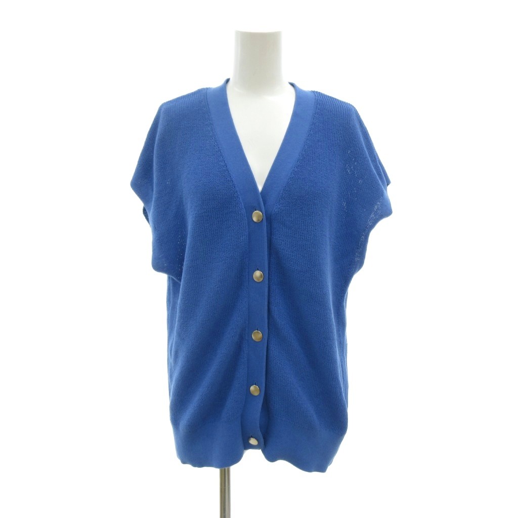 【中古】エムケー ミッシェルクラン MK MICHEL KLEIN 美品 カーディガン 38 青 ブルー Vネック 半袖 /NL ■ECC005 レディース 【ベクトル 古着】 260526