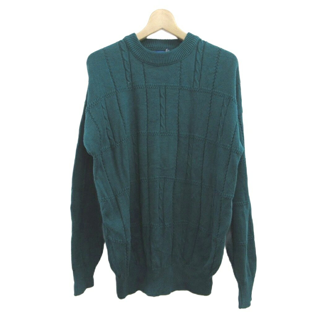 【中古】タウンクラフト TOWNCRAFT ニット セーター L 緑 グリーン ケーブルニット 長袖 /RN ■ECB005 メンズ 【ベクトル 古着】 260604