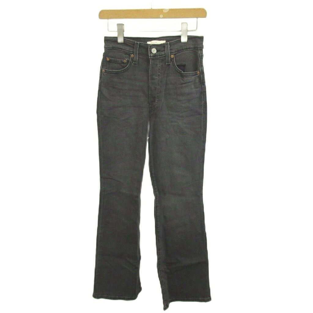 [중고] 리바이스 Levi's 부츠 컷 데님 팬츠 청바지 W28 L29 블랙 블랙 하이 웨스트 플레어 /YU ■GY70 여성 [벡터 헌옷] 260604